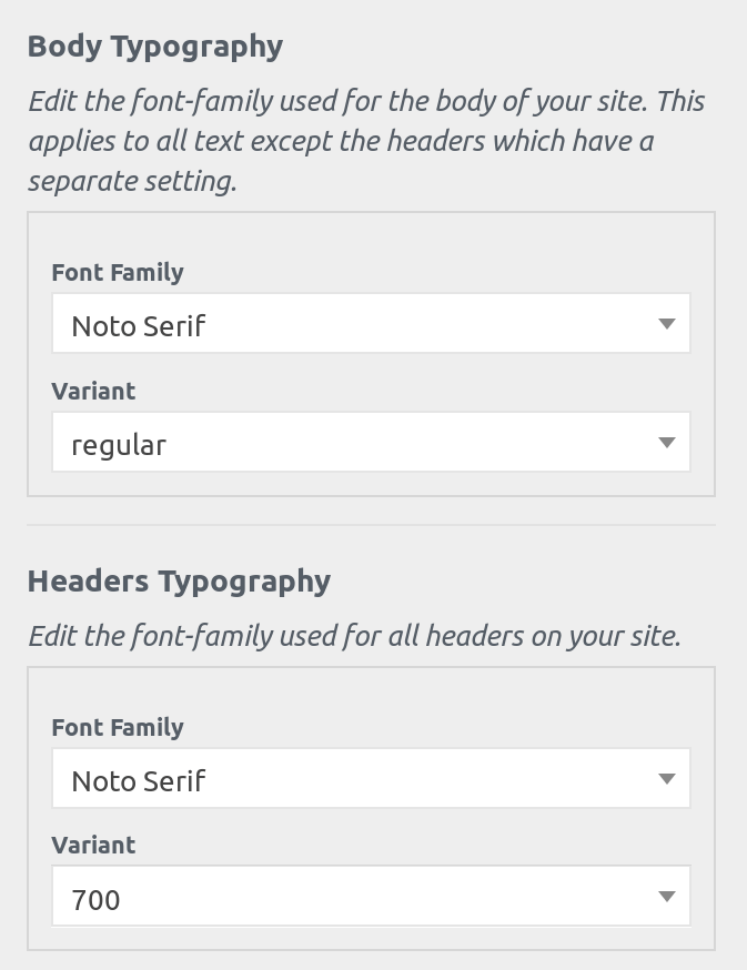 font-family & font-weight options