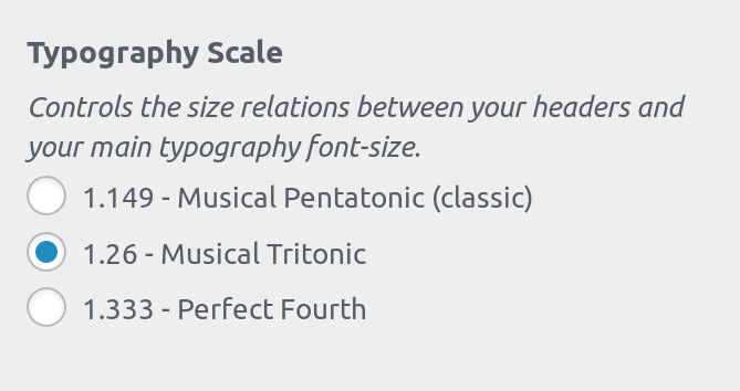 Typography scale selector.