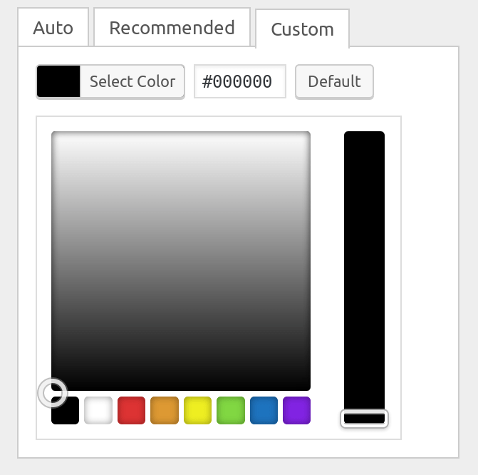 Custom mode for text colors.