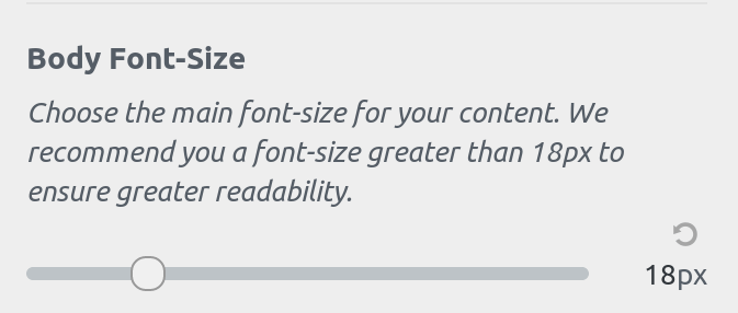 body font-size slider.